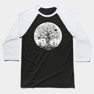 Haunted Tree of Life Spooky Graphic Art Skulls Gothic Tree Baseball T-Shirt